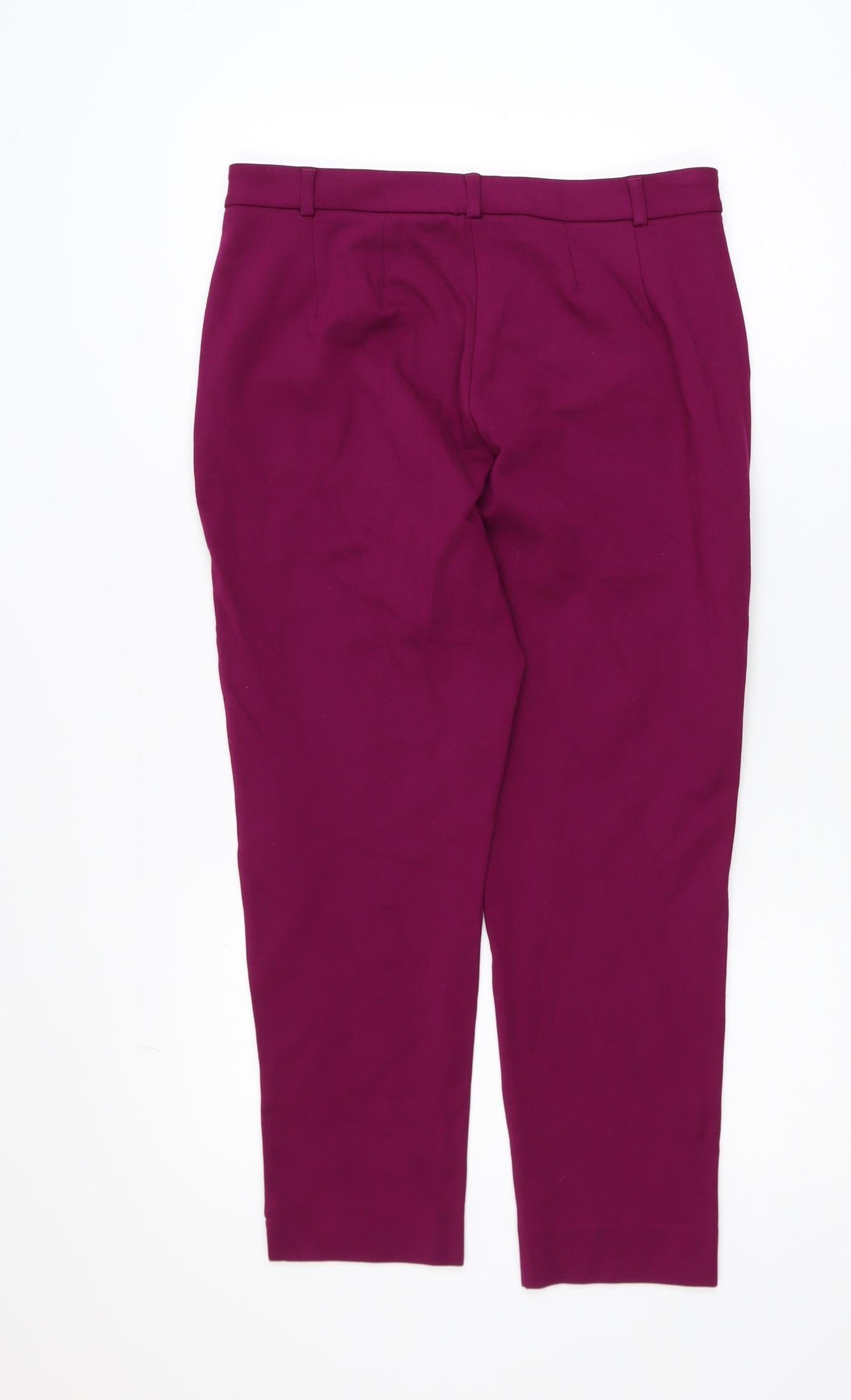 Marks and Spencer Women Magenta Size 12 Cropped Trousers Viscose Blend