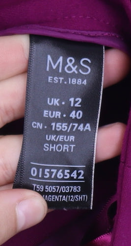Marks and Spencer Women Magenta Size 12 Cropped Trousers Viscose Blend