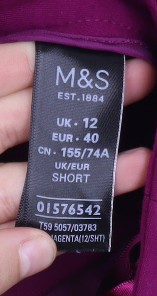 Marks and Spencer Women Magenta Size 12 Cropped Trousers Viscose Blend