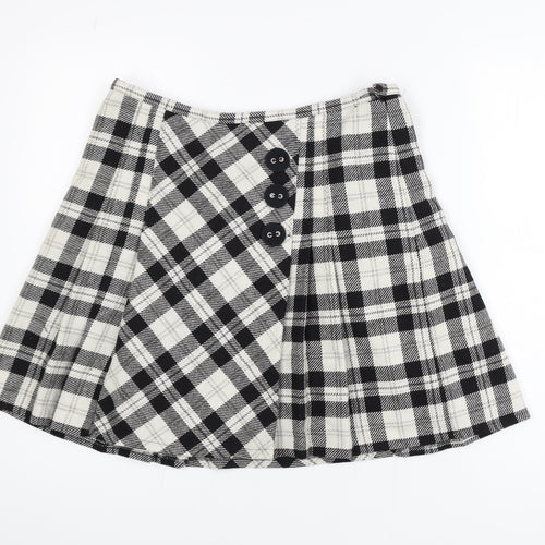 Marks and Spencer Women’s Black Plaid A-Line Wool Skirt Size 14L