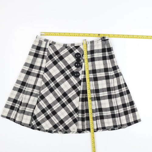 Marks and Spencer Women’s Black Plaid A-Line Wool Skirt Size 14L