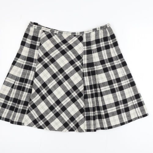 Marks and Spencer Women’s Black Plaid A-Line Wool Skirt Size 14L