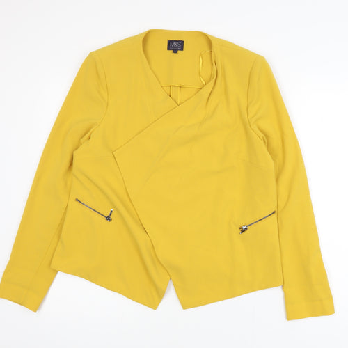 Marks and Spencer Women Yellow Blazer Size 14 Tailored Jacket