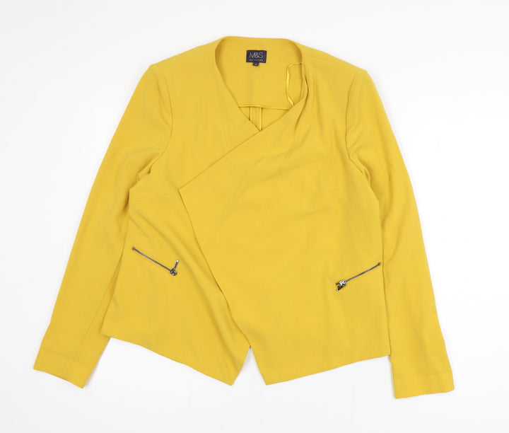 Marks and Spencer Women Yellow Blazer Size 14 Tailored Jacket