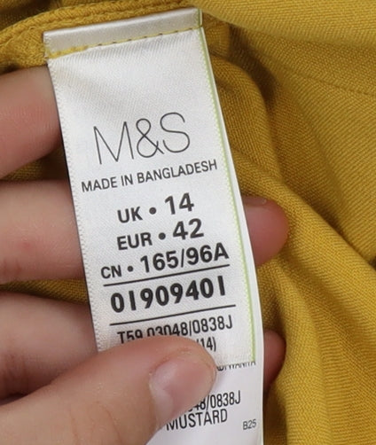 Marks and Spencer Women Yellow Blazer Size 14 Tailored Jacket