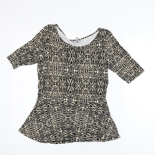Marks and Spencer Women's Beige Black Peplum Top Size 8