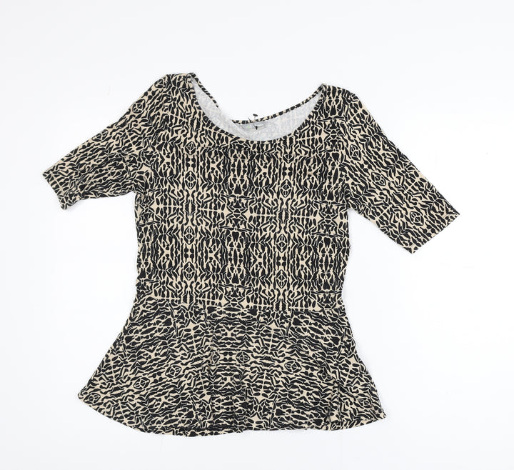 Marks and Spencer Women's Beige Black Peplum Top Size 8