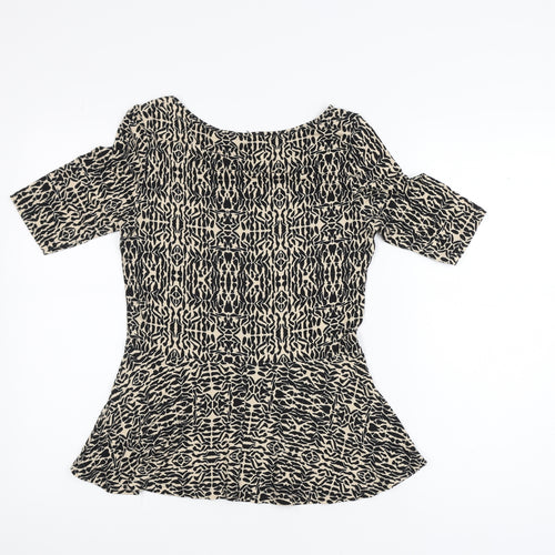 Marks and Spencer Women's Beige Black Peplum Top Size 8