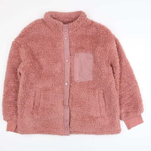 Simply Be Women Pink Size 12 Teddy Fleece Snap Button Sweatshirt