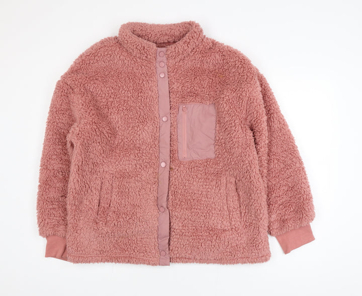 Simply Be Women Pink Size 12 Teddy Fleece Snap Button Sweatshirt