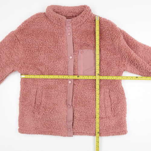 Simply Be Women Pink Size 12 Teddy Fleece Snap Button Sweatshirt