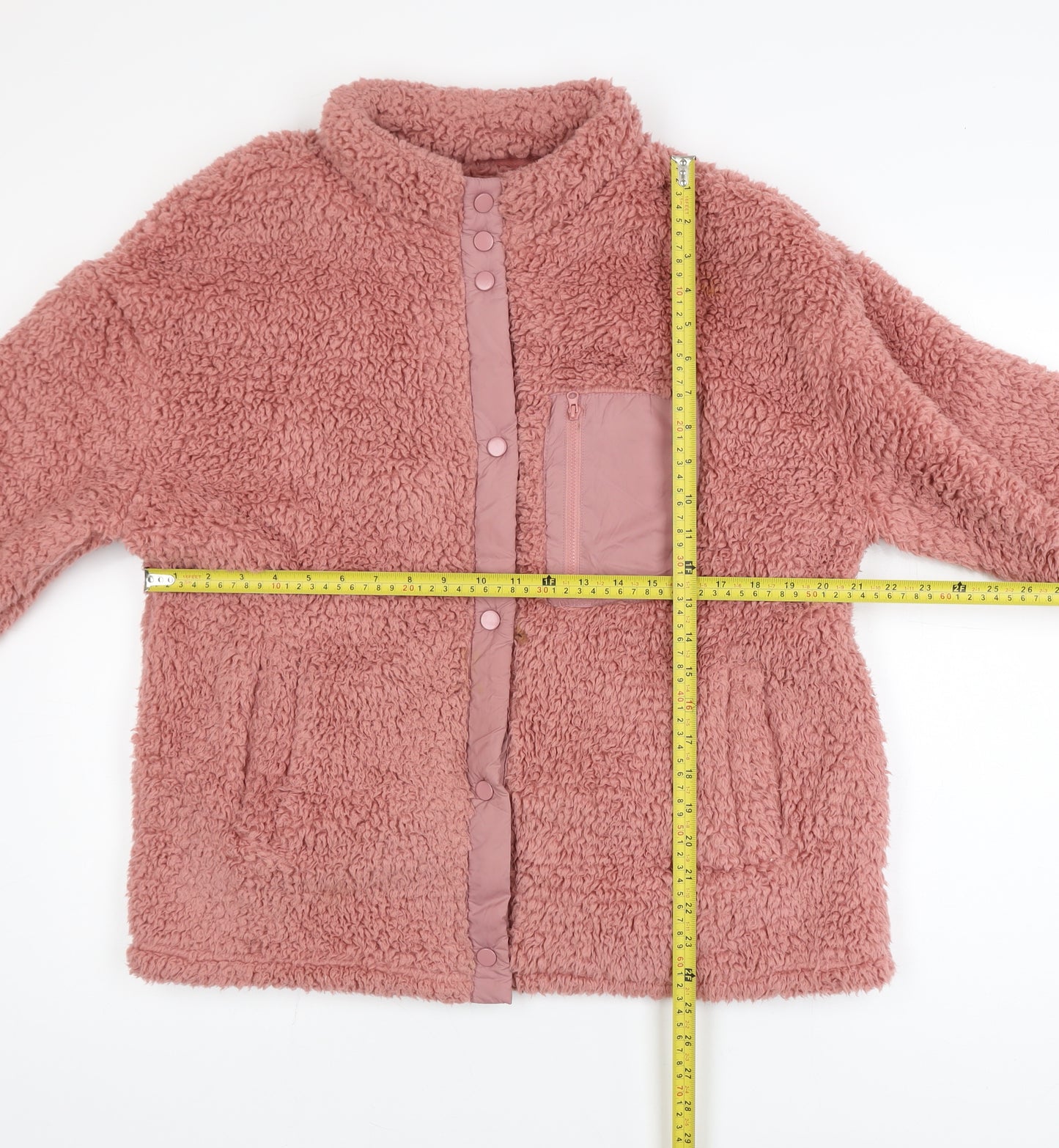 Simply Be Women Pink Size 12 Teddy Fleece Snap Button Sweatshirt