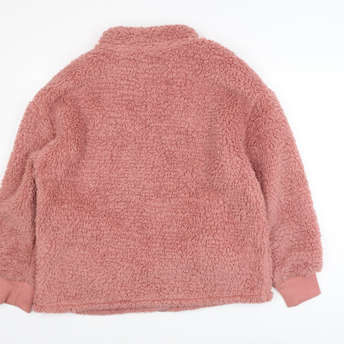 Simply Be Women Pink Size 12 Teddy Fleece Snap Button Sweatshirt