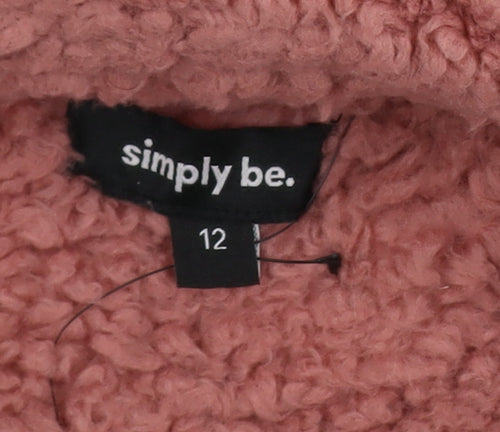 Simply Be Women Pink Size 12 Teddy Fleece Snap Button Sweatshirt