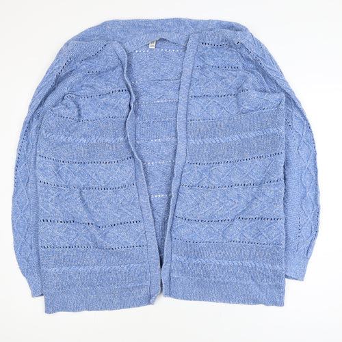 M&Co Women’s Blue Cotton Knit Open Cardigan XL