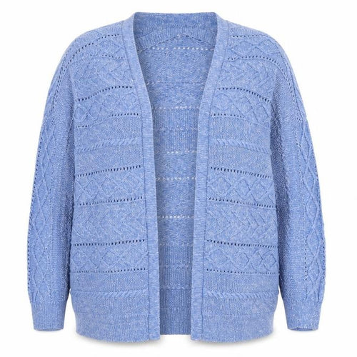 M&Co Women’s Blue Cotton Knit Open Cardigan XL