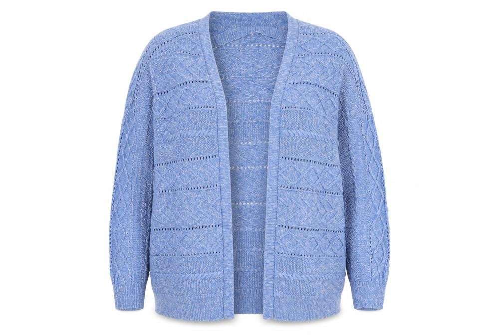 M&Co Women’s Blue Cotton Knit Open Cardigan XL