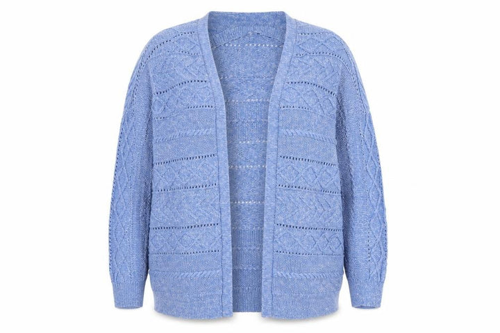M&Co Women’s Blue Cotton Knit Open Cardigan XL