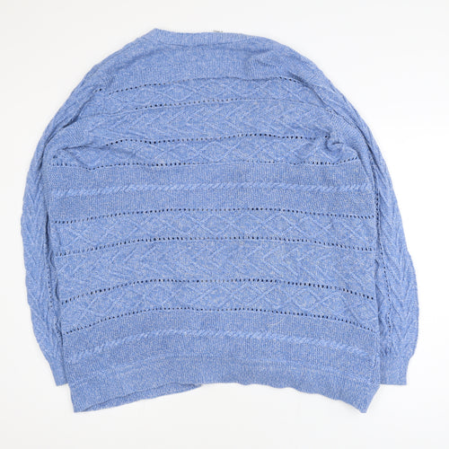 M&Co Women’s Blue Cotton Knit Open Cardigan XL