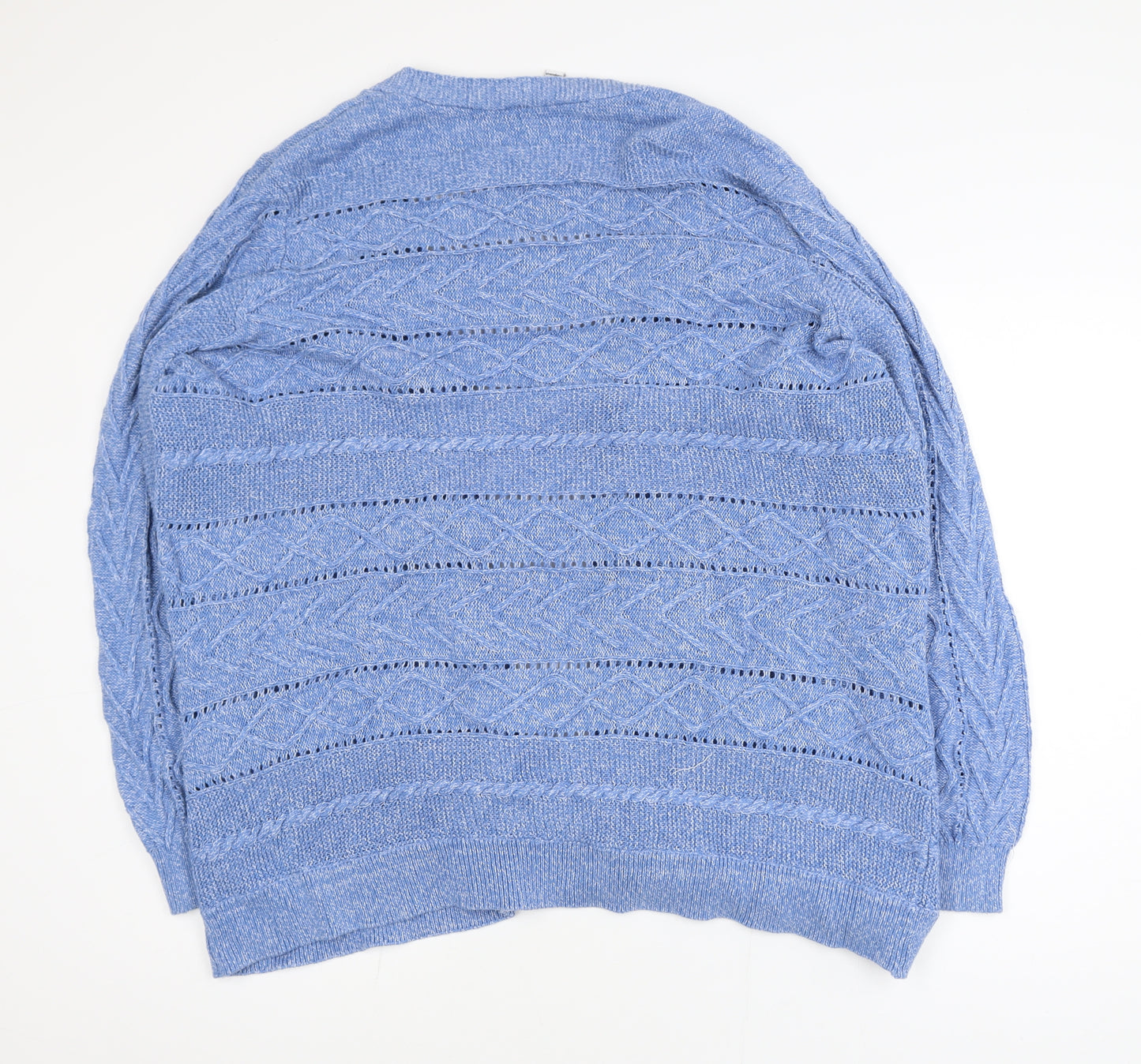 M&Co Women’s Blue Cotton Knit Open Cardigan XL