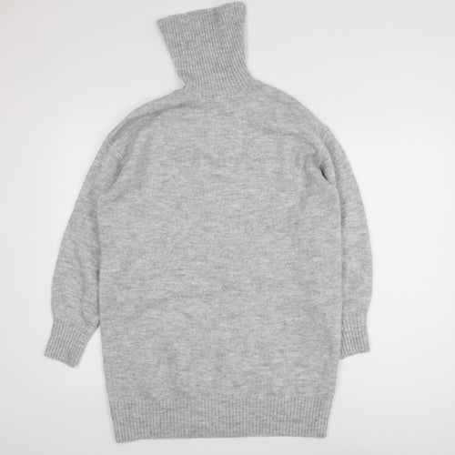 MNG Women's Grey Roll Neck Long Sleeve Knit Jumper XS