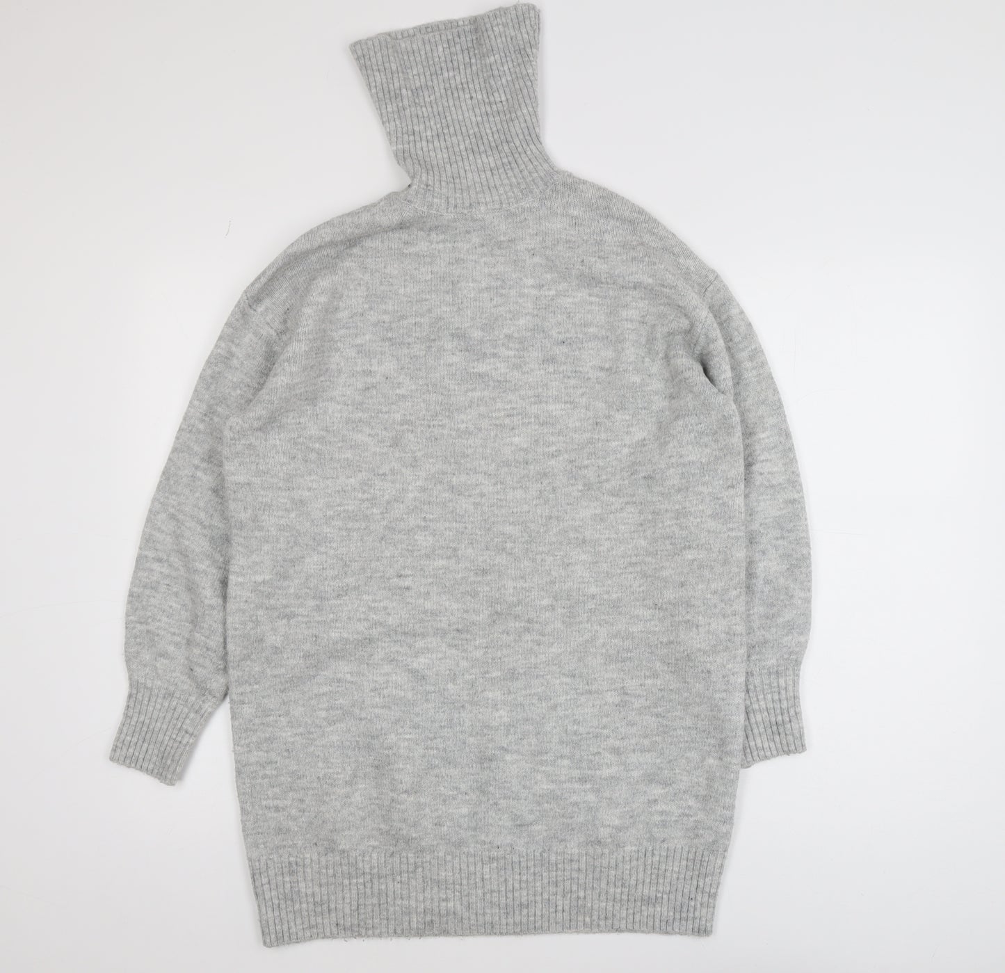 MNG Women's Grey Roll Neck Long Sleeve Knit Jumper XS