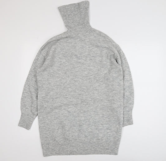 MNG Women's Grey Roll Neck Long Sleeve Knit Jumper XS