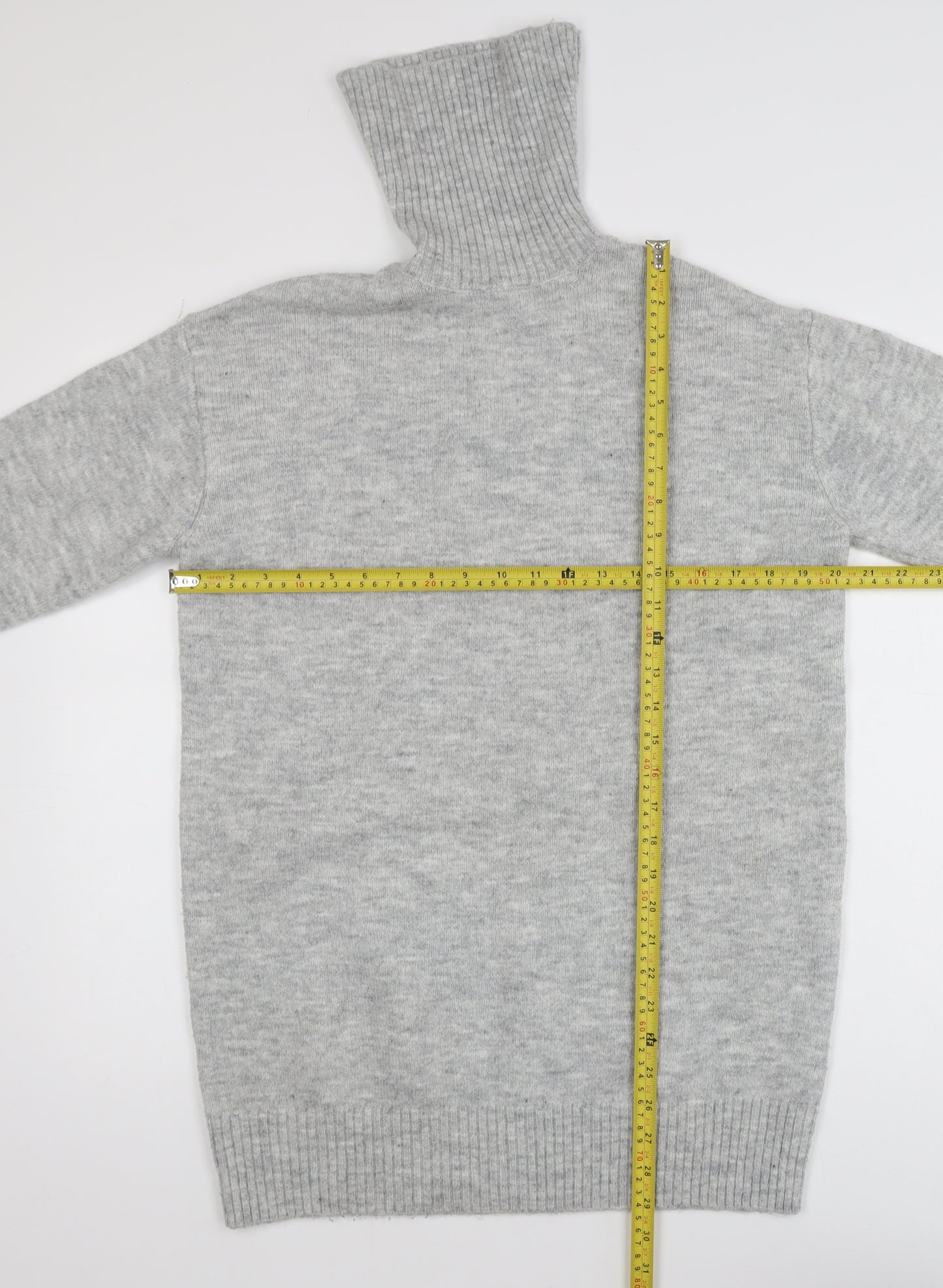 MNG Women's Grey Roll Neck Long Sleeve Knit Jumper XS