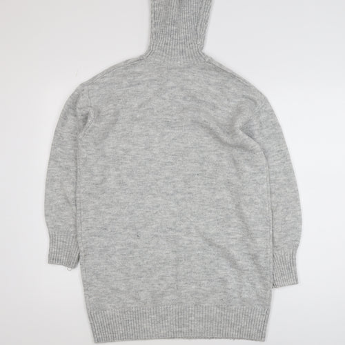 MNG Women's Grey Roll Neck Long Sleeve Knit Jumper XS