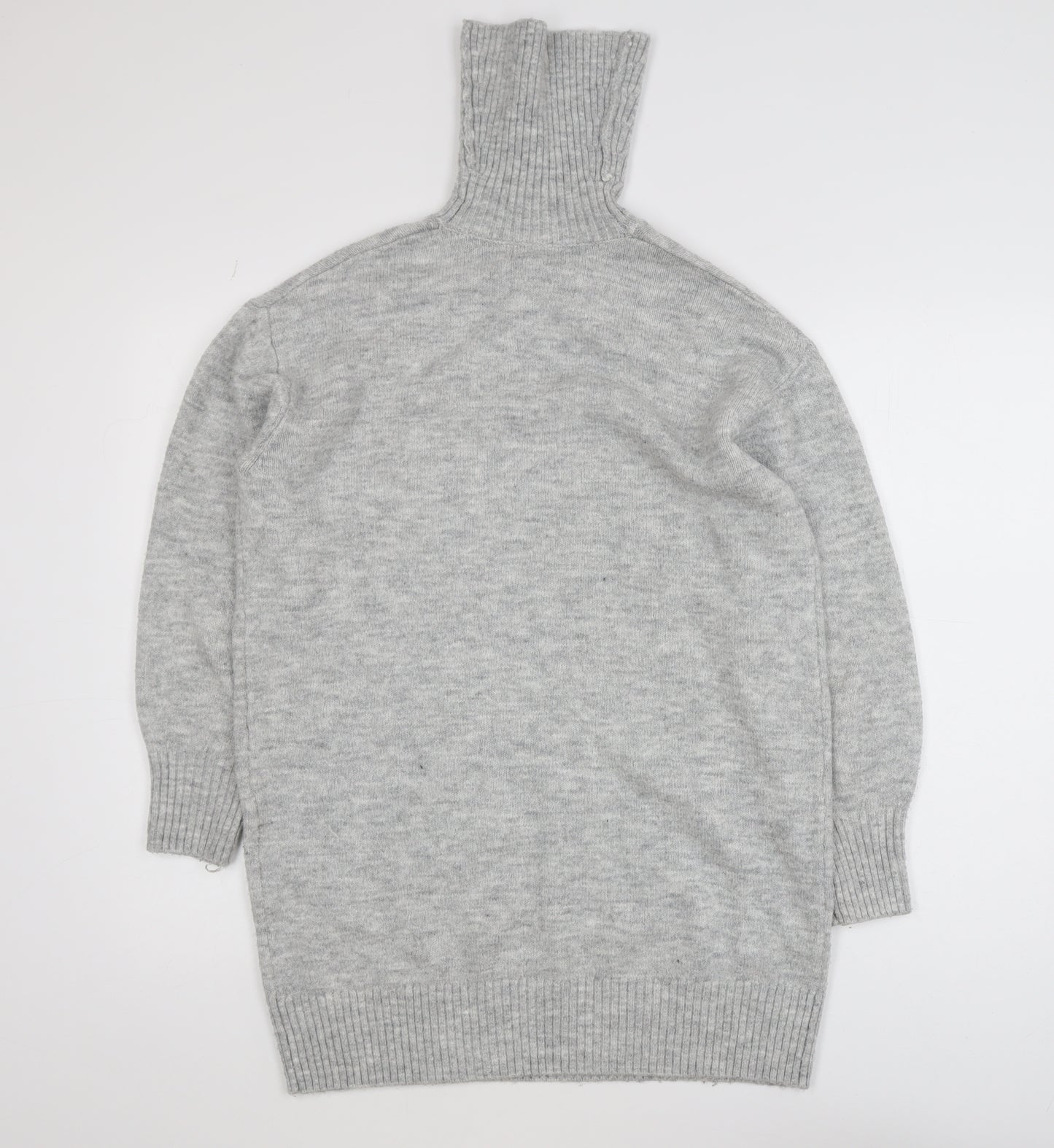 MNG Women's Grey Roll Neck Long Sleeve Knit Jumper XS
