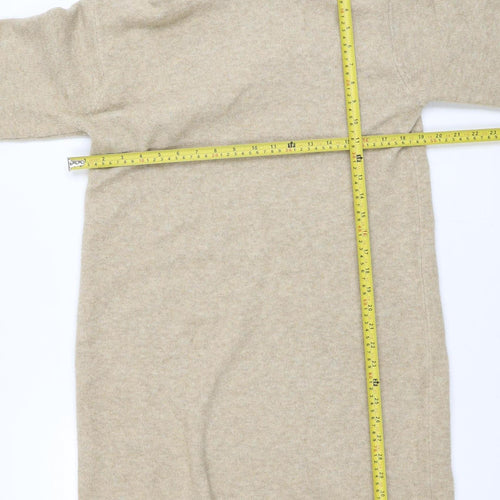 Uniqlo Women Beige Roll Neck Long Sleeve Tunic Jumper Size S