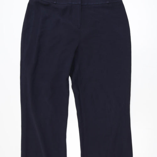 CC Womens Navy Blue Size 14 Straight Leg Trousers Polyester Blend