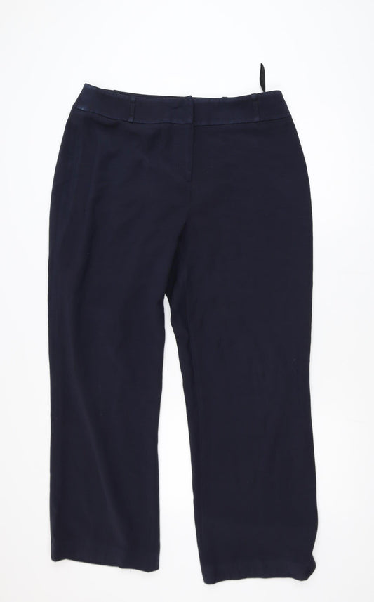 CC Womens Navy Blue Size 14 Straight Leg Trousers Polyester Blend