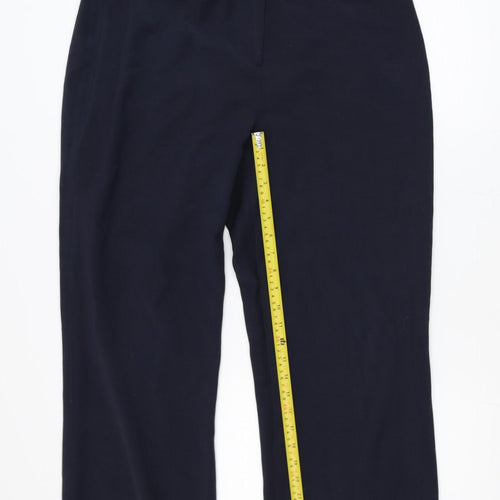 CC Womens Navy Blue Size 14 Straight Leg Trousers Polyester Blend
