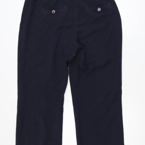 CC Womens Navy Blue Size 14 Straight Leg Trousers Polyester Blend