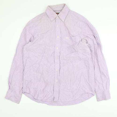 Lee Cooper Men's Purple 16 Regular Fit Cotton Button-Up Shirt