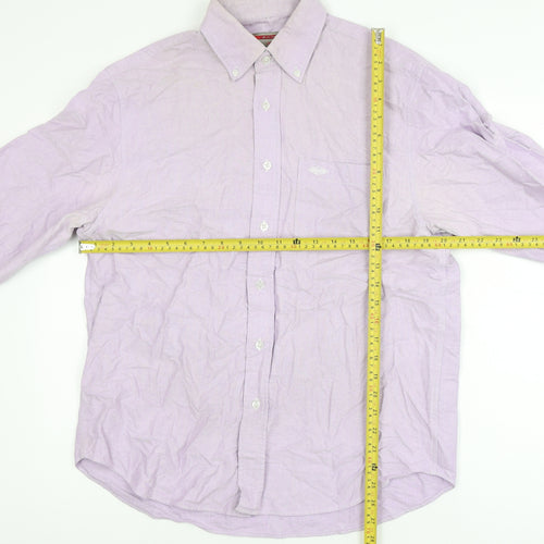 Lee Cooper Men's Purple 16 Regular Fit Cotton Button-Up Shirt