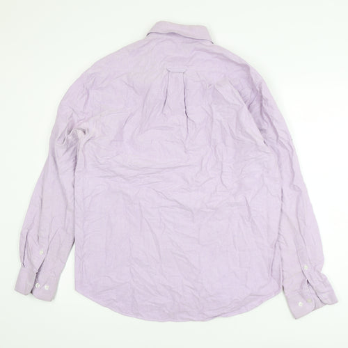 Lee Cooper Men's Purple 16 Regular Fit Cotton Button-Up Shirt