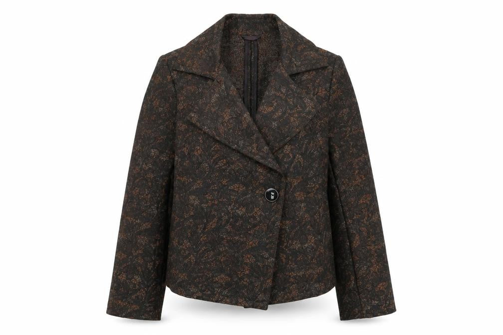 Front view of Viyella Women's Brown Floral Single-Breasted Blazer UK 12