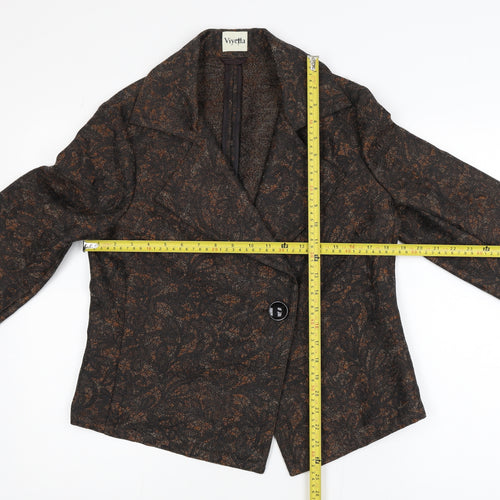 Viyella Women's Brown Floral Single-Breasted Blazer UK 12