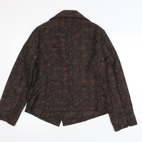 Viyella Women's Brown Floral Single-Breasted Blazer UK 12