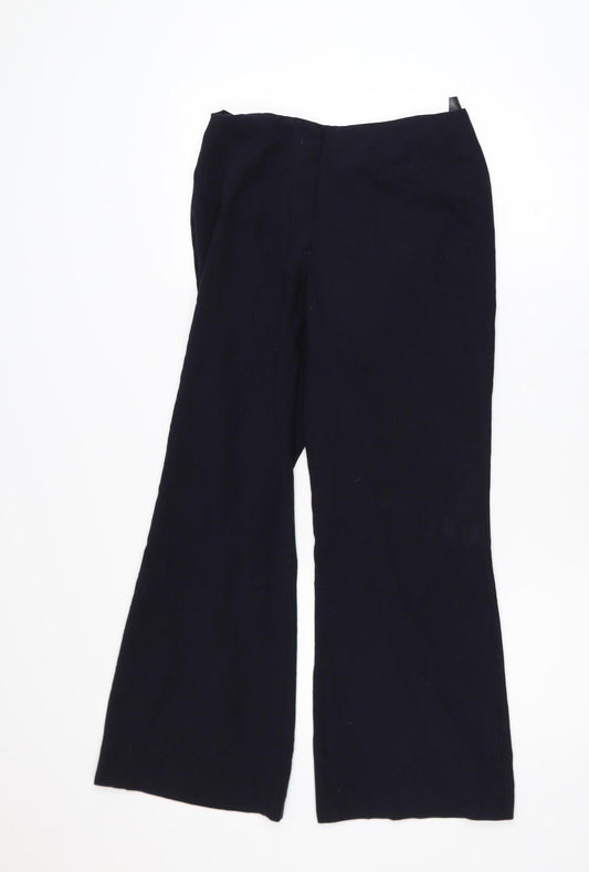 Marks and Spencer Women’s Black Flared Trousers UK 8 Short Polyester Blend