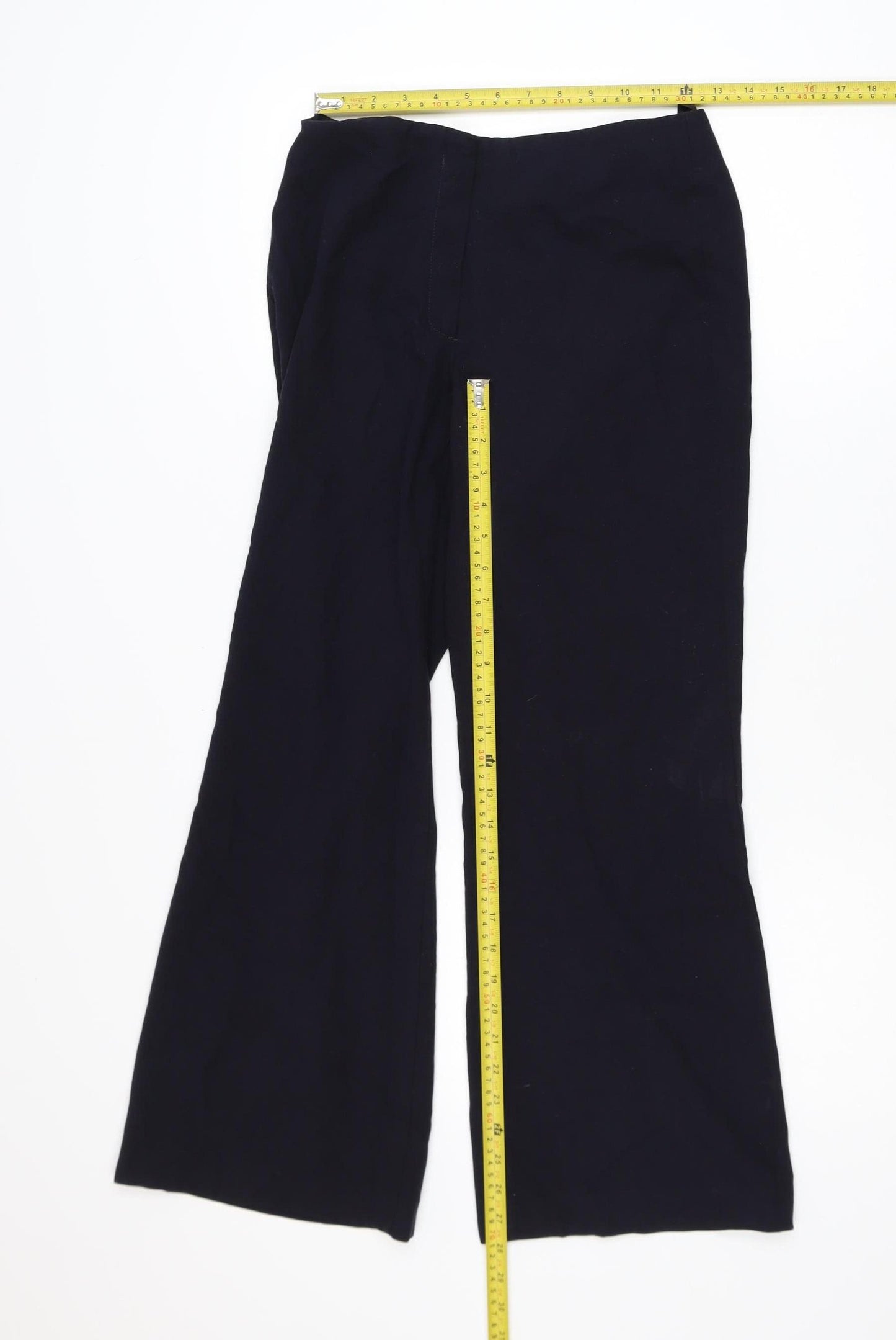 Marks and Spencer Women’s Black Flared Trousers UK 8 Short Polyester Blend