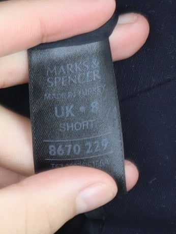Marks and Spencer Women’s Black Flared Trousers UK 8 Short Polyester Blend
