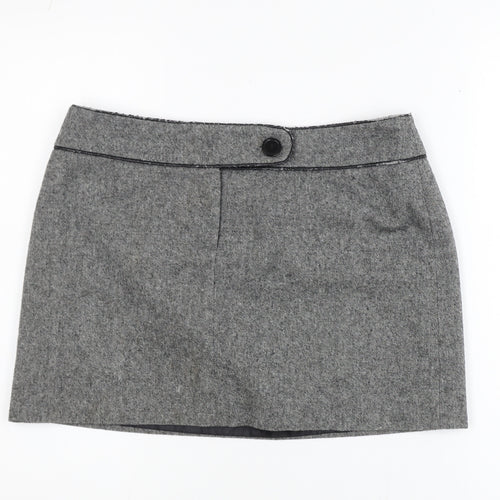 Dorothy Perkins Women's Grey Wool Blend Short Pencil Skirt Size 14