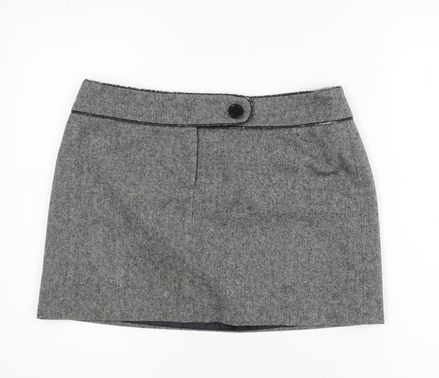 Dorothy Perkins Women's Grey Wool Blend Short Pencil Skirt Size 14