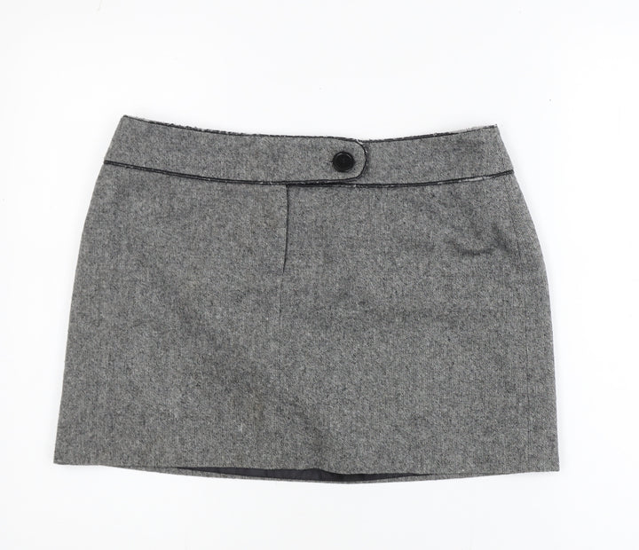 Dorothy Perkins Women's Grey Wool Blend Short Pencil Skirt Size 14