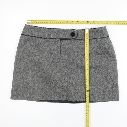 Dorothy Perkins Women's Grey Wool Blend Short Pencil Skirt Size 14