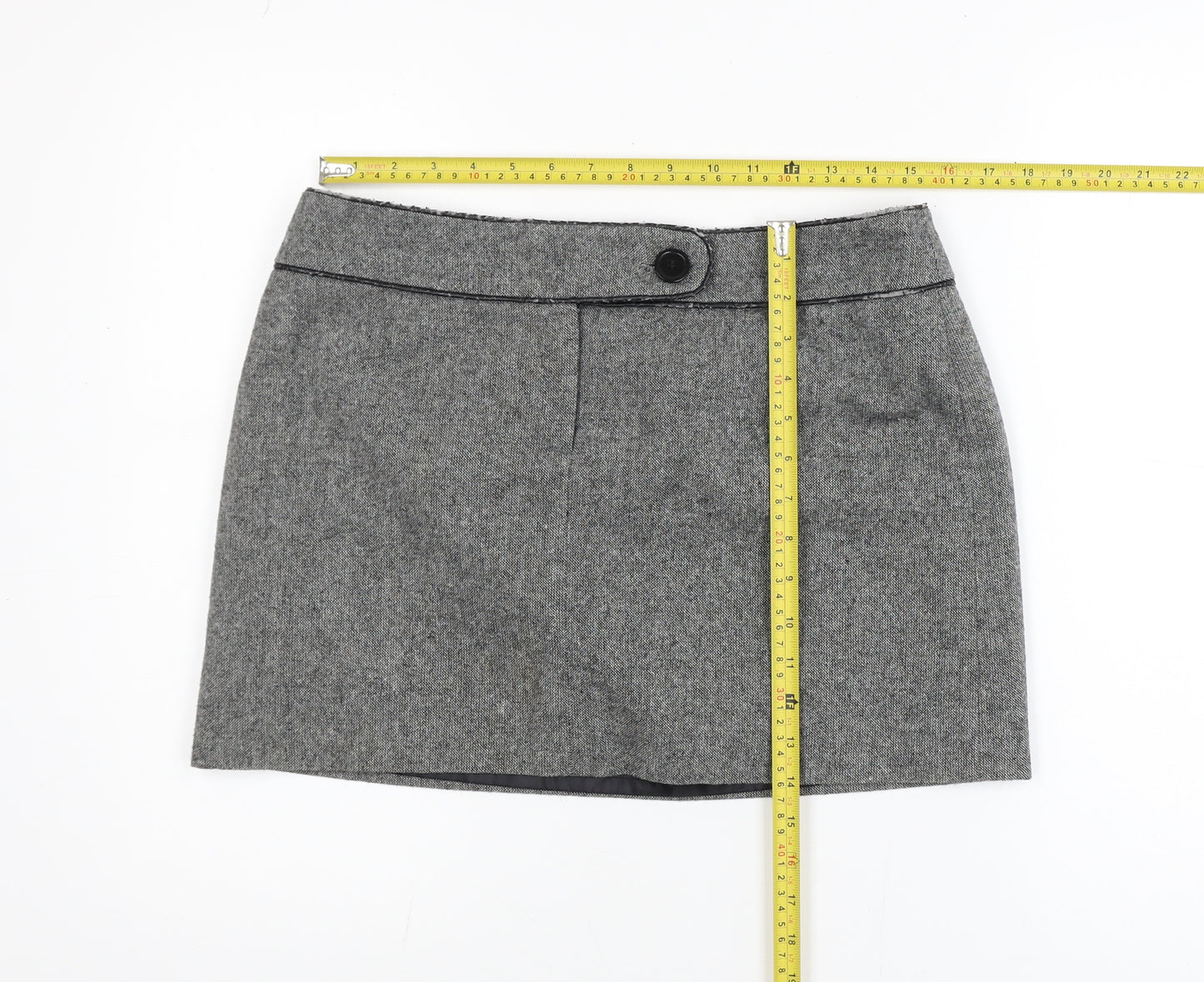 Dorothy Perkins Women's Grey Wool Blend Short Pencil Skirt Size 14
