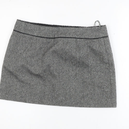 Dorothy Perkins Women's Grey Wool Blend Short Pencil Skirt Size 14